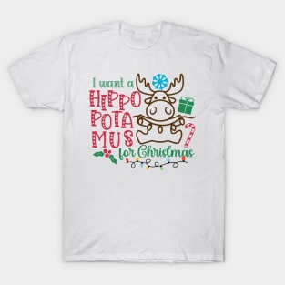 Hippopotamus Christmas T-Shirt